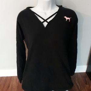 PINK Victoria Secret Vneck cross hoodie